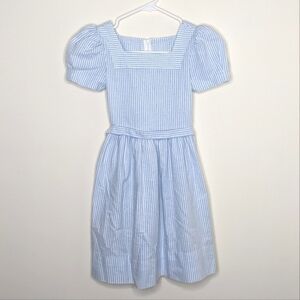 Vintage Her Majesty Seersucker Blue Cap Sleeve Dress USA 8